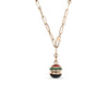 ART DECO MOSAIC BLACK JADE, DIAMOND, MALACHITE, AND RED AGATE SPHERE NECKLACE