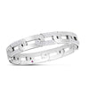 The NAVARRA LARGE ALTERNATING DIAMOND LINK WIDE BANGLE by Roberto Coin is a silver chain-link bracelet featuring alternating diamond-encrusted links, showcased against a white background.