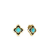 PALAZZO DUCALE CARNIVAL AMAZONITE AND BLACK ENAMEL FLOWER STUD EARRINGS