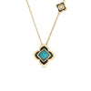 PALAZZO DUCALE CARNIVAL AMAZONITE, BLACK ENAMEL, AND DIAMOND FLOWER NECKLACE