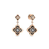 PALAZZO DUCALE CARNIVAL BLACK DIAMOND, BLACK ENAMEL, AND WHITE DIAMOND FLOWER DANGLE EARRINGS