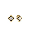 PALAZZO DUCALE CARNIVAL BLACK ENAMEL AND MOTHER OF PEARL FLOWER STUD EARRINGS
