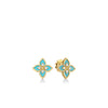 VENETIAN PRINCESS DIAMOND AND CYAN ENAMEL FLOWER STUD EARRINGS