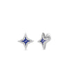 STARDUST SMALL PAVE DIAMOND AND BLUE CERAMIC STAR STUD EARRINGS