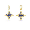 STARDUST MEDIUM DIAMOND AND BLUE CERAMIC STAR DANGLE EARRINGS