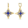 STARDUST LARGE DIAMOND AND BLUE CERAMIC STAR DANGLE EARRINGS
