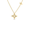 The STARDUST SMALL OPEN FRAME DIAMOND STAR NECKLACE by Roberto Coin features an 18K yellow gold open star pendant with diamond accents at each point and a smaller star on the chain, shown against a white background.