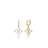 Gold drop earrings with diamond accents on a white background