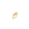 The Roberto Coin DESIGNER GOLD SMALL DIAMOND SIGNET RING features a smooth oval 18K gold face with a single small diamond set near the edge, shown on a white background with a soft shadow.