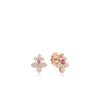 LOVE IN VERONA PAVE DIAMOND AND RUBELLITE SPLIT FLOWER STUD EARRINGS