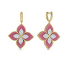 VENETIAN PRINCESS DIAMOND AND RHODONITE LARGE FLOWER DROP EARRINGS