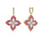 VENETIAN PRINCESS DIAMOND AND RHODONITE LARGE FLOWER DROP EARRINGS