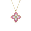 VENETIAN PRINCESS DIAMOND AND RHODONITE LARGE FLOWER LONG NECKLACE