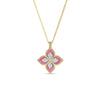 VENETIAN PRINCESS DIAMOND AND RHODONITE FLOWER NECKLACE