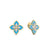 VENETIAN PRINCESS DIAMOND AND TURQUOISE FLOWER STUD EARRINGS