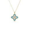 VENETIAN PRINCESS DIAMOND AND TURQUOISE FLOWER NECKLACE