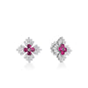 DIAMOND PRINCESS LUCE DIAMOND AND RUBELLITE FLOWER STUD EARRINGS
