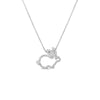 The TINY TREASURES DIAMOND RABBIT OUTLINE NECKLACE by Roberto Coin features a sparkling diamond-adorned rabbit outline pendant in silver, shown against a white background.