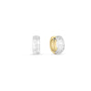 DESIGNER GOLD SATIN FINISH DIAMOND REVERSIBLE HOOP EARRINGS