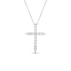The TINY TREASURES SMALL DIAMOND CROSS NECKLACE by Roberto Coin features a sparkling diamond pendant in 18K gold, showcased against a simple white background.