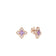 The VENETIAN PRINCESS CARNIVAL PAVE DIAMOND AND AMETHYST SMALL FLOWER STUD EARRINGS by Roberto Coin feature 18K rose gold, a central amethyst, and pave diamonds in a floral design, shown on a white background.
