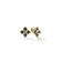 The LOVE IN VERONA SMALL DIAMOND AND ENAMEL FLOWER STUD EARRINGS by Roberto Coin feature gold four-petal flowers with black enamel accents and sparkling stones at the center and tips of each petal.