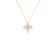 The LOVE IN VERONA SMALL DIAMOND AND ENAMEL FLOWER NECKLACE by Roberto Coin features a gold pendant shaped like a four-pointed flower, with white enamel petals, small diamond accents, and a gold script letter K in the center.