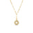 Gold necklace with a round pendant on a white background