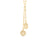 Gold necklace with two dangling  medallion diamond pendant charms on a white background