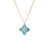 The Roberto Coin GOLD VENETIAN PRINCESS Diamond and Turquoise Flower Long Necklace showcases a four-petal turquoise flower pendant with diamond accents, elegantly hanging from a fine 18K gold chain.