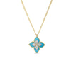 GOLD VENETIAN PRINCESS DIAMOND AND TURQUOISE FLOWER LONG NECKLACE