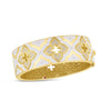 VENETIAN PRINCESS WIDE DIAMOND AND WHITE ENAMEL FLOWER WIDE BANGLE