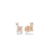 VENETIAN PRINCESS CARNIVAL PAVE DIAMOND AND MIXED STONES DOUBLE FLOWER STUD EARRINGS