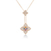 VENETIAN PRINCESS CARNIVAL PAVE DIAMOND AND MIXED STONES DOUBLE FLOWER LARIAT NECKLACE