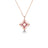 The VENETIAN PRINCESS PIROUETTE PAVE SMALL FLOWER NECKLACE by Roberto Coin features a delicate 18K rose gold chain and a four-petal flower pendant with pink enamel and a white center, shown on a white background.