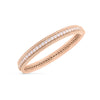 The Roberto Coin SIENA DIAMOND 1 ROW BANGLE, featuring a row of sparkling diamonds and intricate milgrain edging, is a stunning example of elegant jewelry.