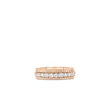 The SIENA DIAMOND 1 ROW RING by Roberto Coin is an 18K rose gold stacking ring with a central row of round white diamonds between two beaded-edge bands, shown on a white background.