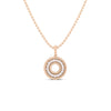 The SIENA MEDIUM DIAMOND CIRCLE NECKLACE by Roberto Coin features two concentric diamond circles in rose gold, suspended from a beaded chain, creating a delicate and elegant accessory.