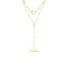 DESIGNER GOLD DIAMOND DOUBLE DANGLE PAPERCLIP NECKLACE
