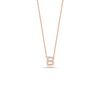 The Roberto Coin TINY TREASURES DIAMOND LOVE LETTER NECKLACE features an 18K gold B-shaped pendant set with sparkling diamonds, shown on a white background.