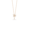 The Roberto Coin TINY TREASURES SMALL DIAMOND PALM TREE NECKLACE, crafted in 18K gold and accented with sparkling diamonds, is shown against a plain white background.